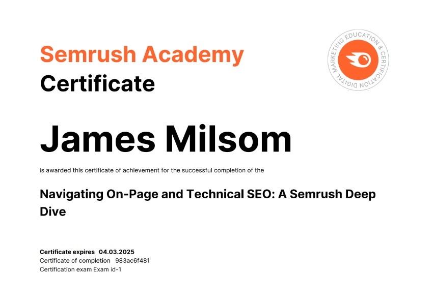 On-page SEO to support SaaS product launch semrush certificate